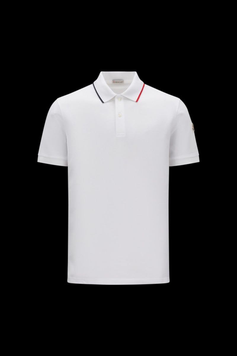 Camisa Polo Moncler Logo Hombre Blancos | NXGV-51672