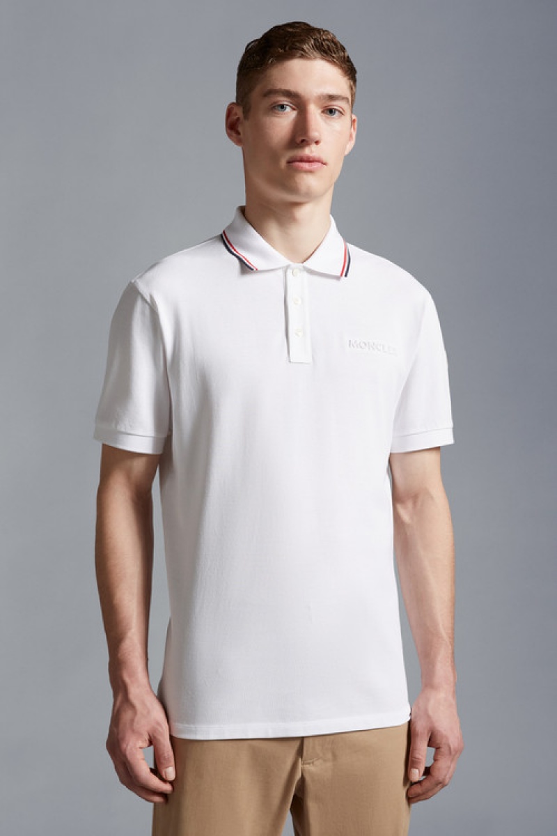 Camisa Polo Moncler Logo Hombre Blancos | GEDS-84792