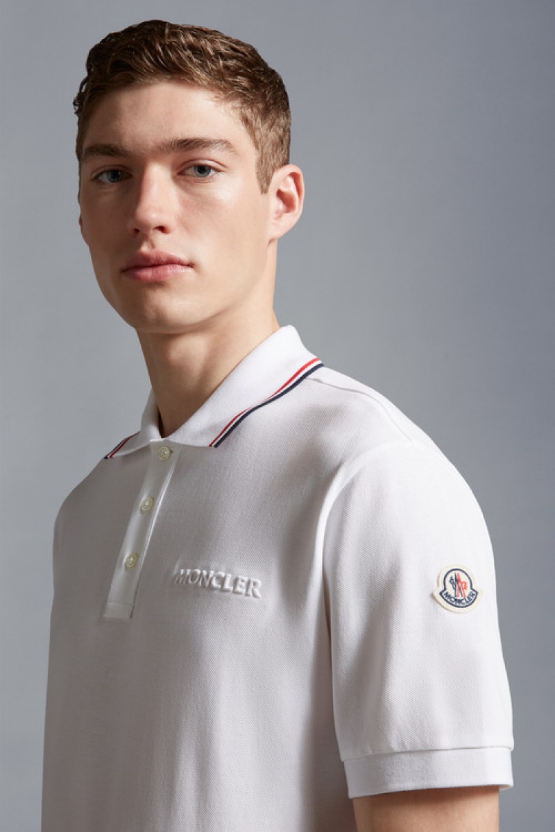 Camisa Polo Moncler Logo Hombre Blancos | GEDS-84792