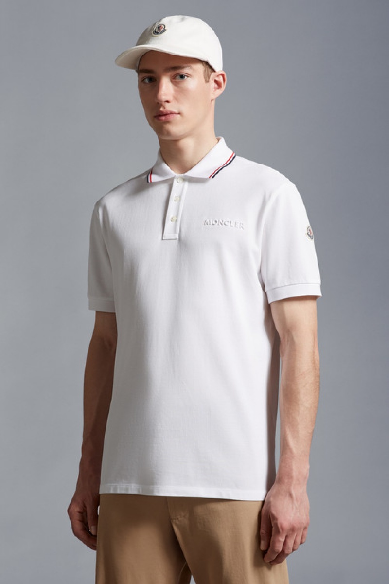 Camisa Polo Moncler Logo Hombre Blancos | GEDS-84792