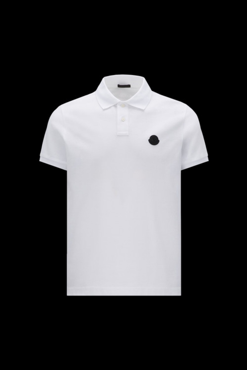 Camisa Polo Moncler Logo Hombre Blancos | KZYF-39780