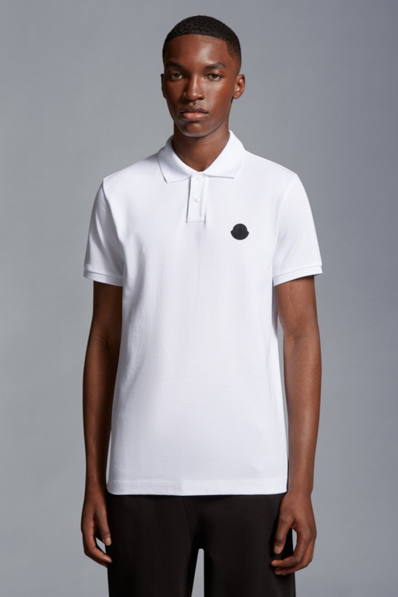 Camisa Polo Moncler Logo Hombre Blancos | KZYF-39780