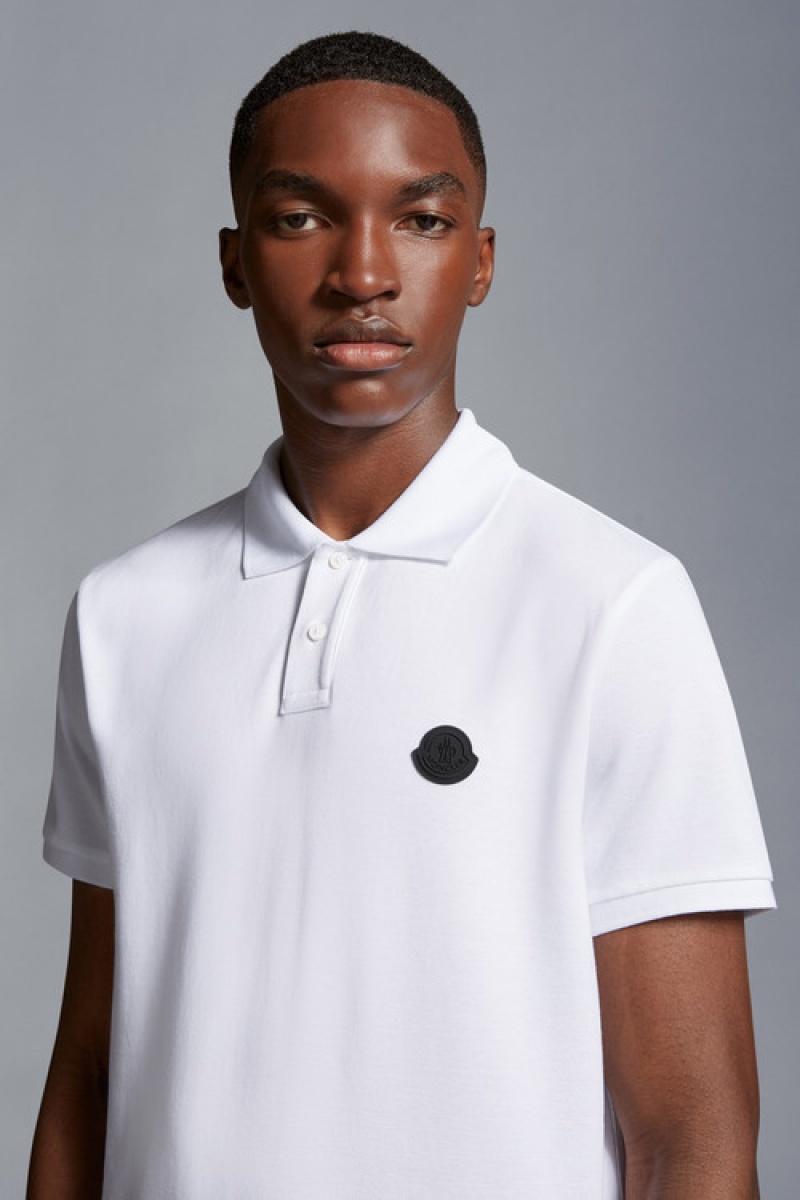 Camisa Polo Moncler Logo Hombre Blancos | KZYF-39780