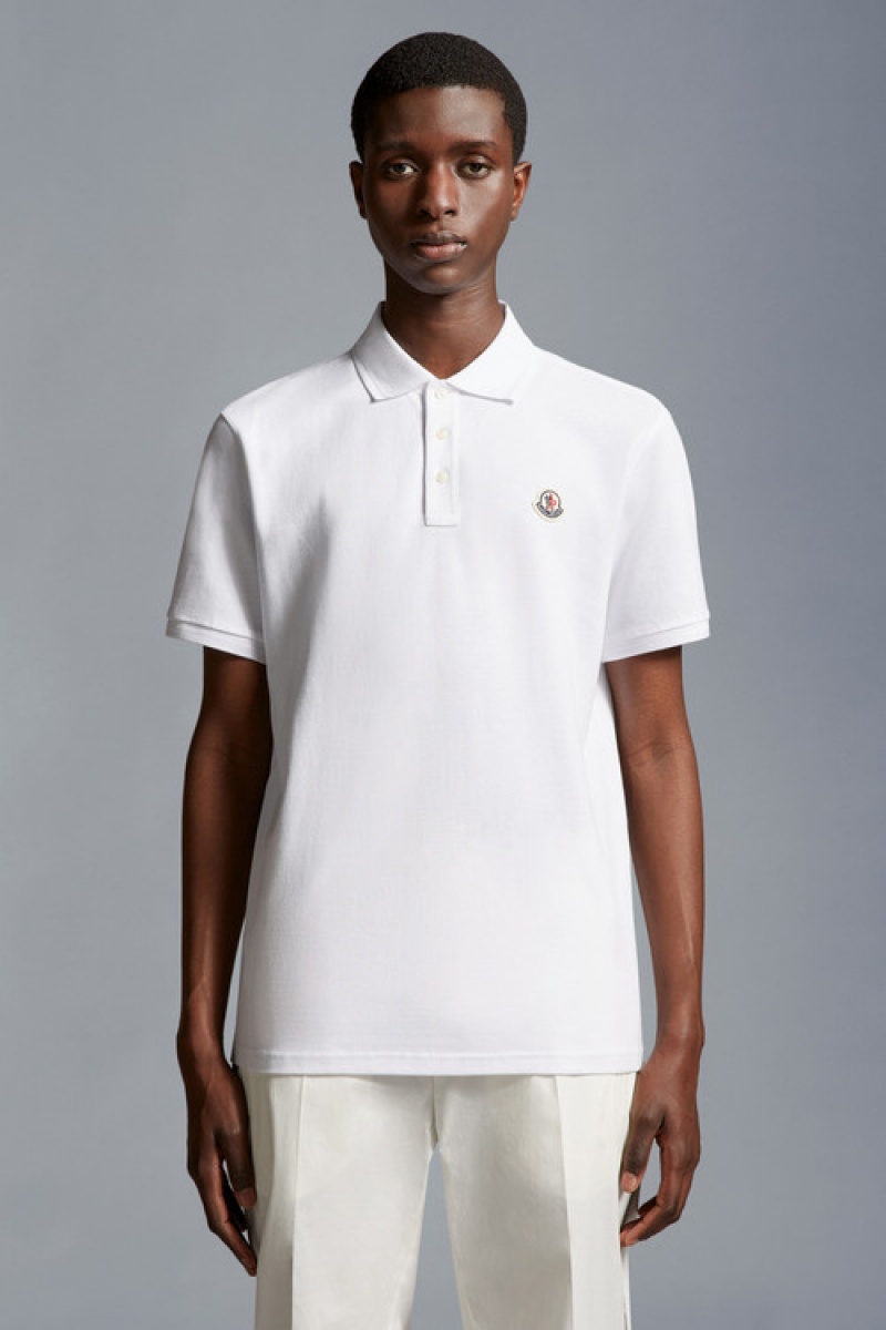 Camisa Polo Moncler Logo Hombre Blancos | EXKP-15742