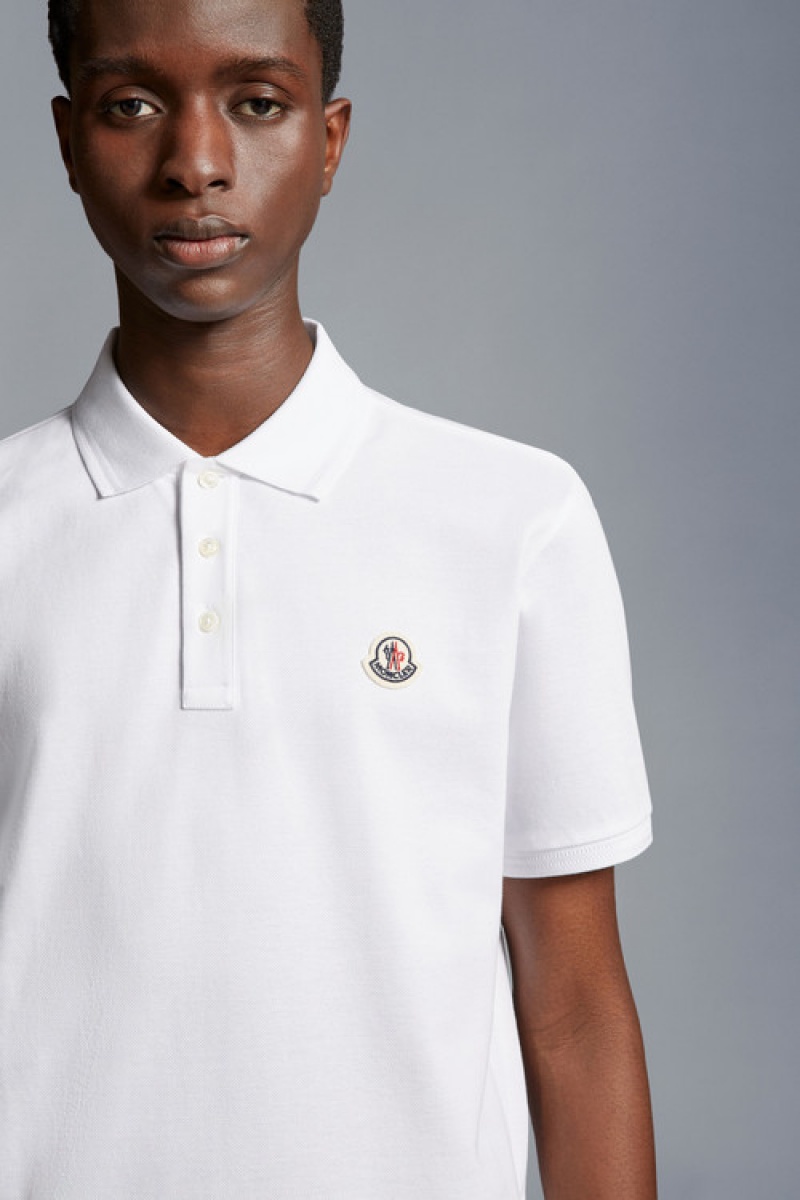 Camisa Polo Moncler Logo Hombre Blancos | EXKP-15742