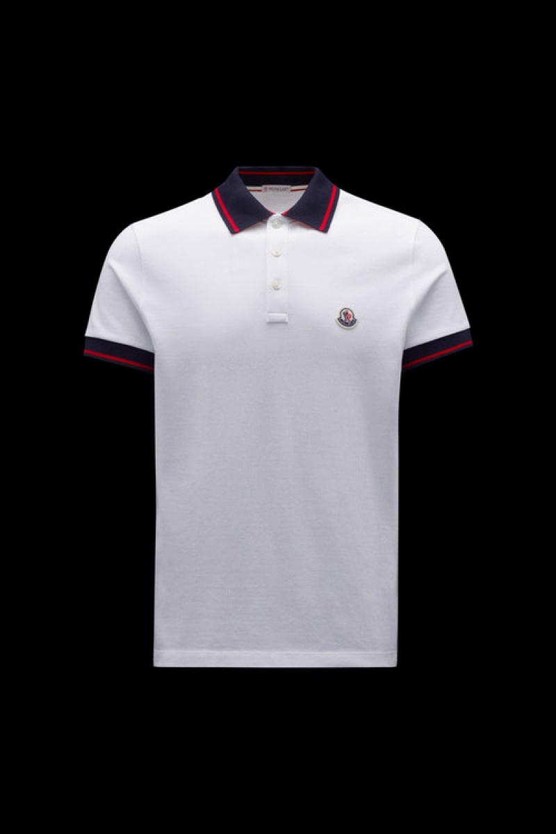 Camisa Polo Moncler Logo Hombre Blancos | BMOE-38270