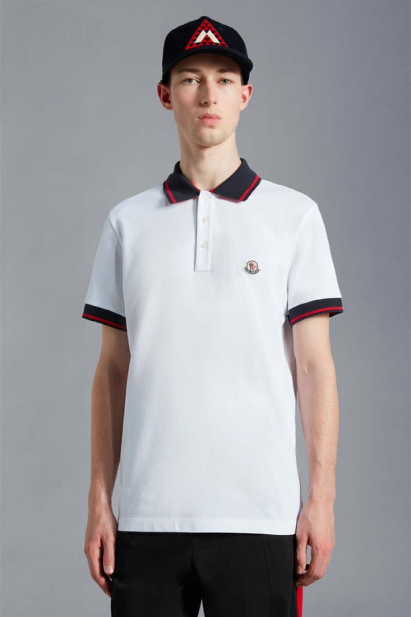 Camisa Polo Moncler Logo Hombre Blancos | BMOE-38270