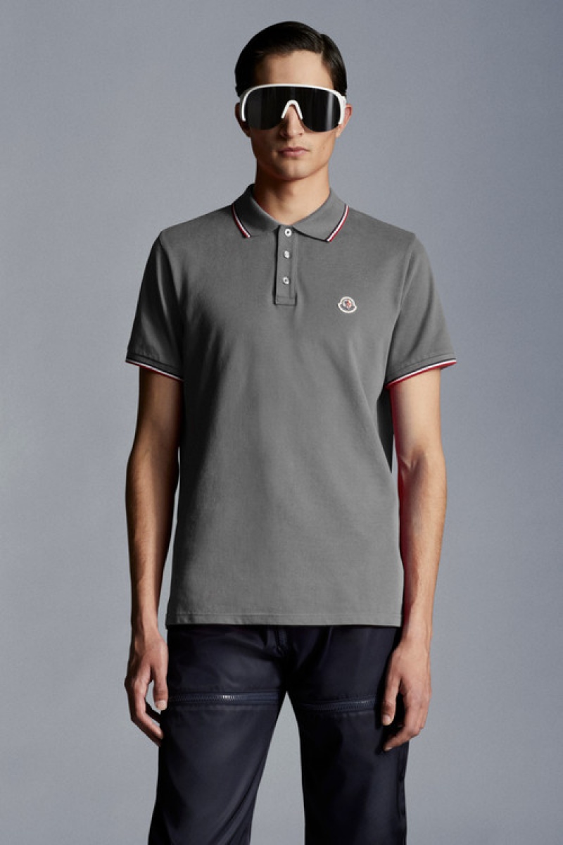 Camisa Polo Moncler Logo Hombre Grises Claro | PBHF-30142