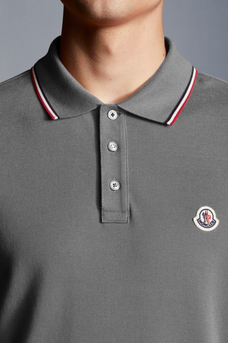 Camisa Polo Moncler Logo Hombre Grises Claro | PBHF-30142