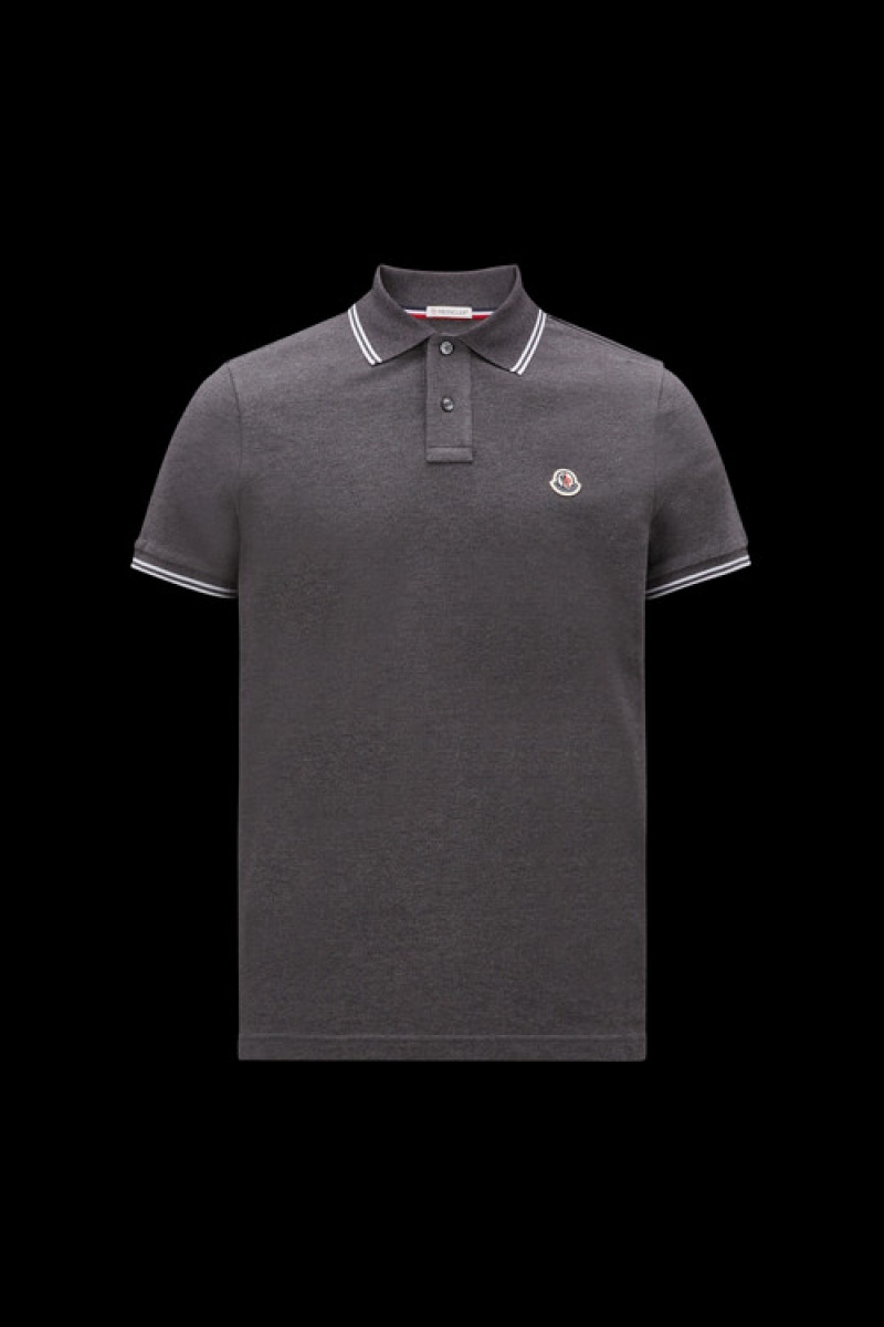 Camisa Polo Moncler Logo Hombre Grises Oscuro | IDWE-12705