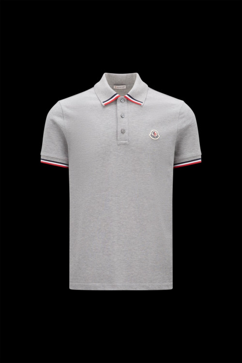 Camisa Polo Moncler Logo Hombre Grises | YMCQ-10643