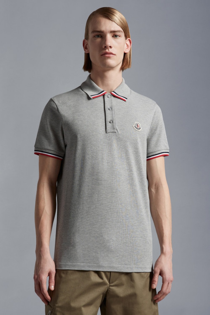 Camisa Polo Moncler Logo Hombre Grises | YMCQ-10643