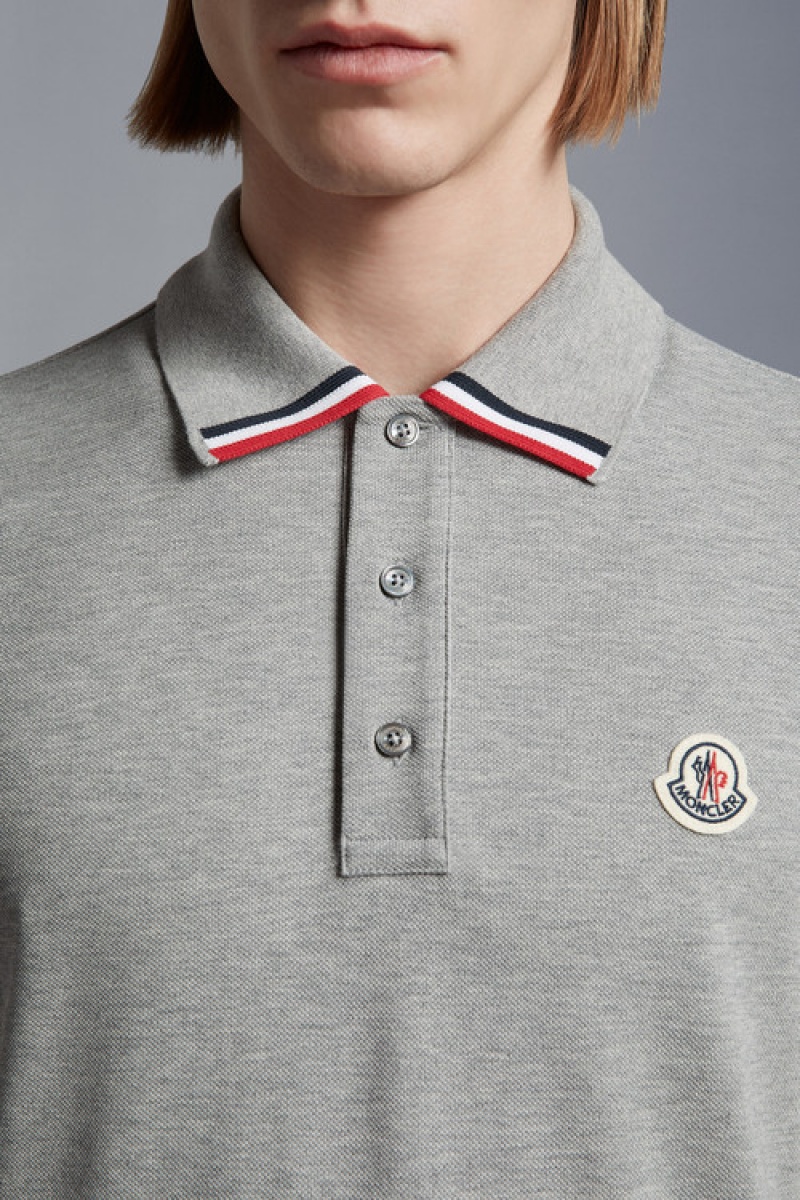 Camisa Polo Moncler Logo Hombre Grises | YMCQ-10643