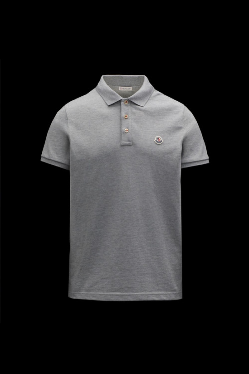 Camisa Polo Moncler Logo Hombre Grises | KRLD-53687