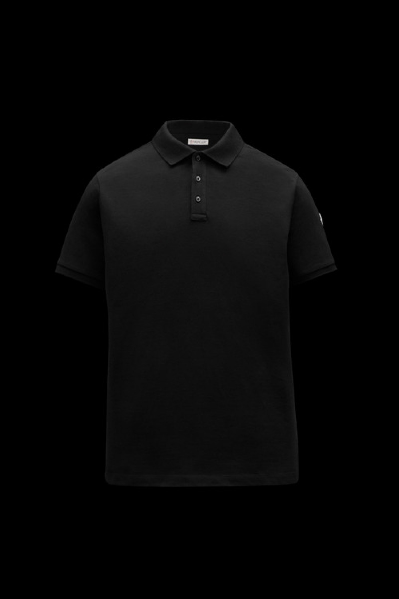 Camisa Polo Moncler Logo Hombre Negros | YZCO-97842