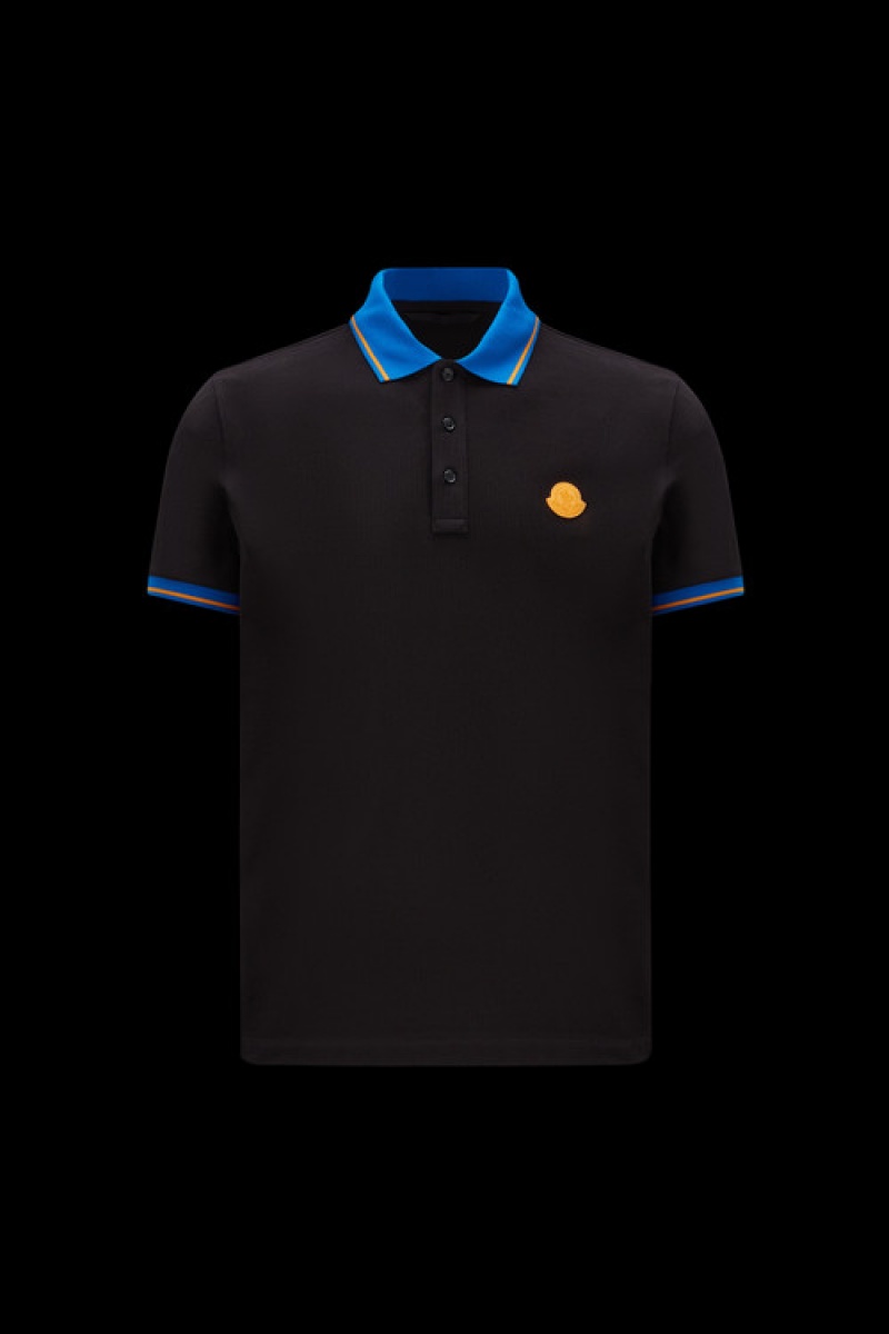 Camisa Polo Moncler Logo Hombre Negros | VIPF-58793