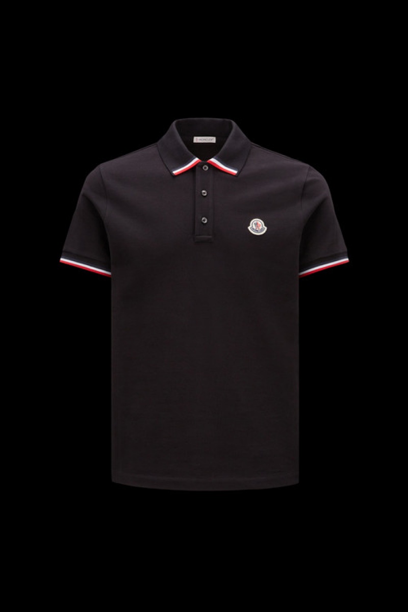 Camisa Polo Moncler Logo Hombre Negros | HIFG-02638