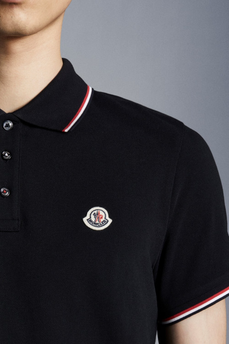 Camisa Polo Moncler Logo Hombre Negros | IDOX-14723