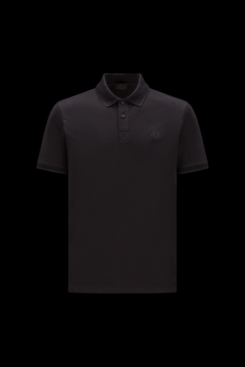 Camisa Polo Moncler Logo Hombre Negros | TUGH-30917