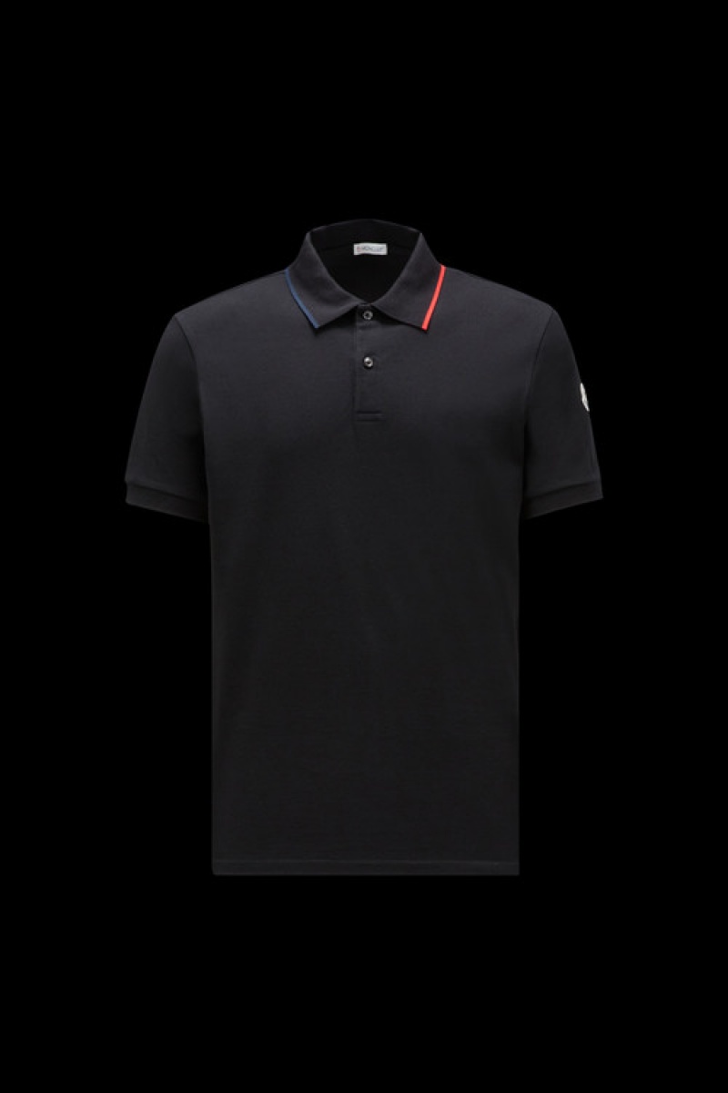 Camisa Polo Moncler Logo Hombre Negros | MFVB-45029