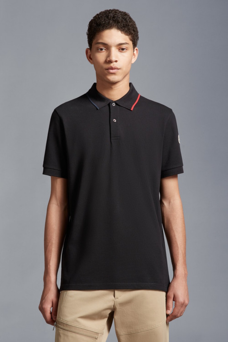 Camisa Polo Moncler Logo Hombre Negros | MFVB-45029