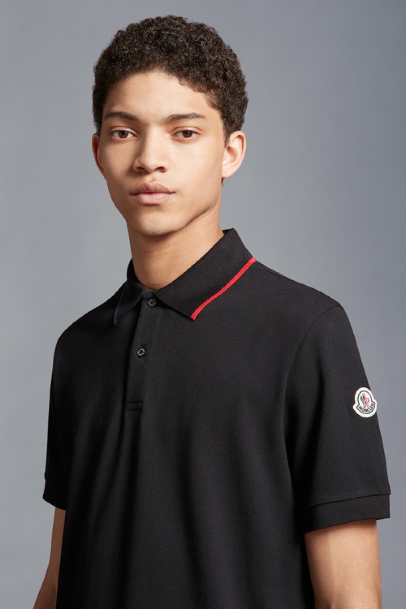 Camisa Polo Moncler Logo Hombre Negros | MFVB-45029