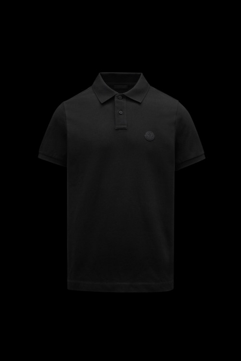 Camisa Polo Moncler Logo Hombre Negros | MQVF-17920