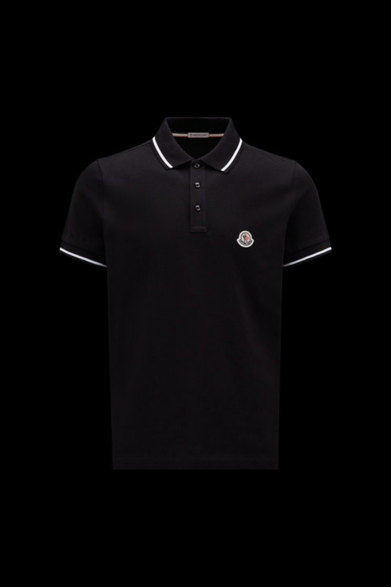 Camisa Polo Moncler Logo Hombre Negros | EKZG-83294