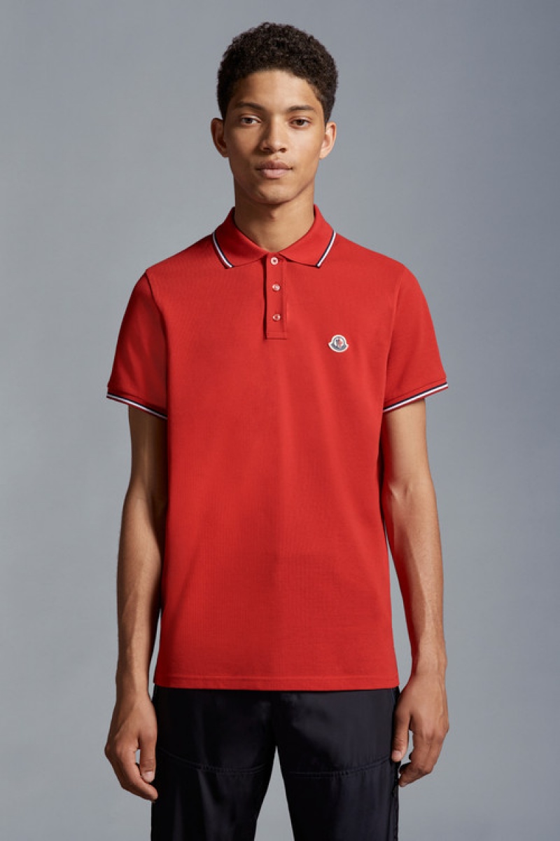 Camisa Polo Moncler Logo Hombre Rojos Oscuro | UXLJ-70645