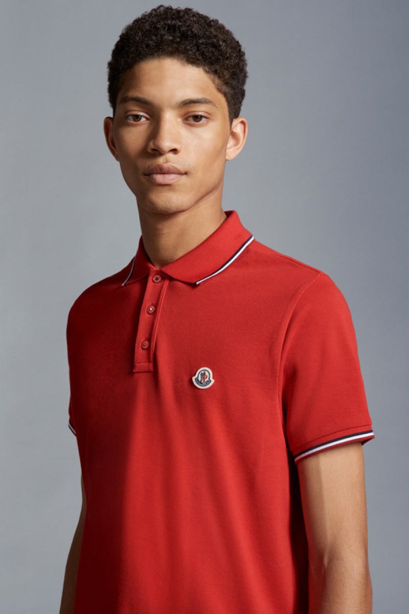 Camisa Polo Moncler Logo Hombre Rojos Oscuro | UXLJ-70645