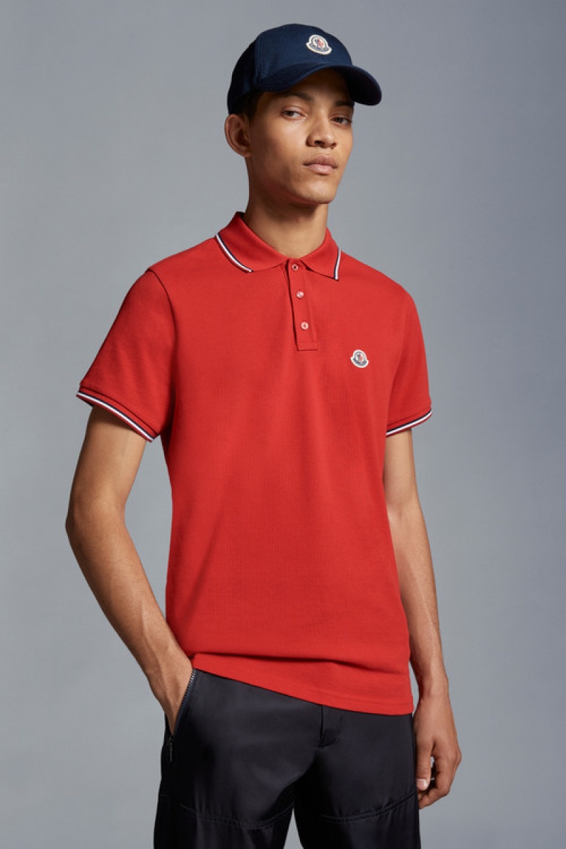 Camisa Polo Moncler Logo Hombre Rojos Oscuro | UXLJ-70645