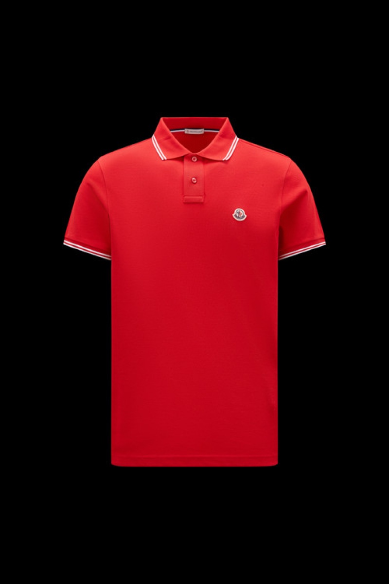 Camisa Polo Moncler Logo Hombre Rojos | VHOU-75193