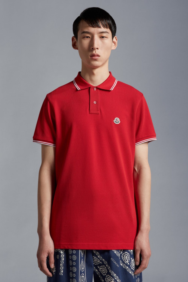 Camisa Polo Moncler Logo Hombre Rojos | VHOU-75193