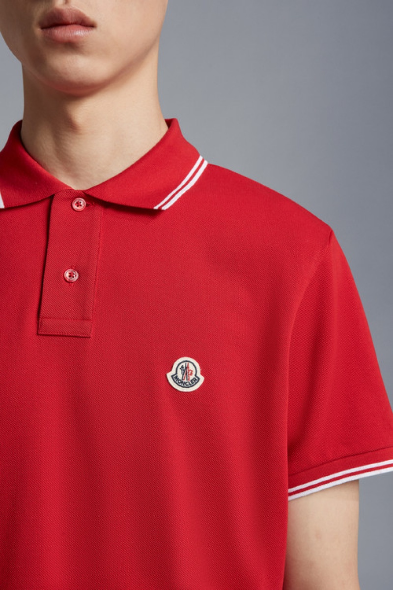 Camisa Polo Moncler Logo Hombre Rojos | VHOU-75193