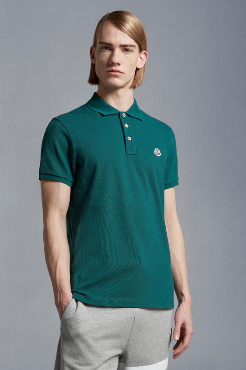 Camisa Polo Moncler Logo Hombre Turquesa Verdes | DLTW-43276