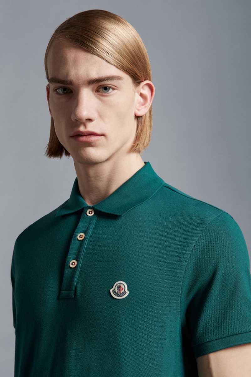 Camisa Polo Moncler Logo Hombre Turquesa Verdes | DLTW-43276