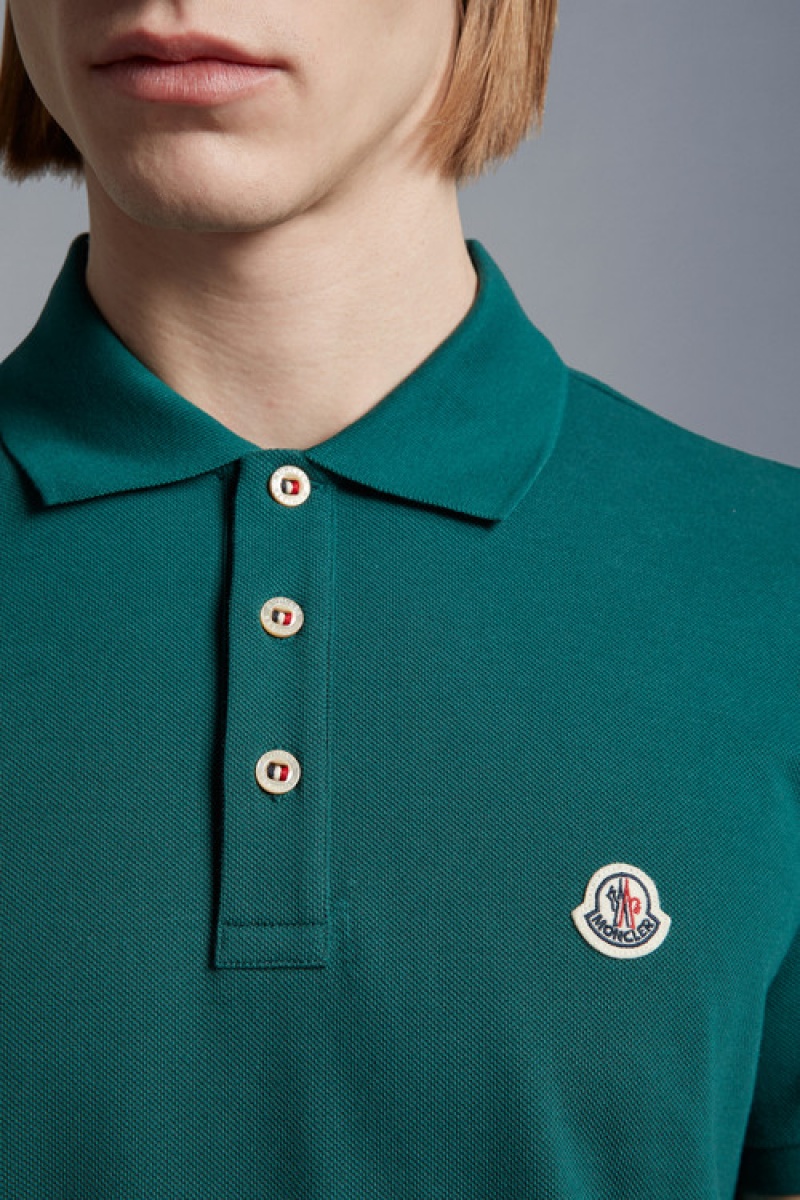 Camisa Polo Moncler Logo Hombre Turquesa Verdes | DLTW-43276