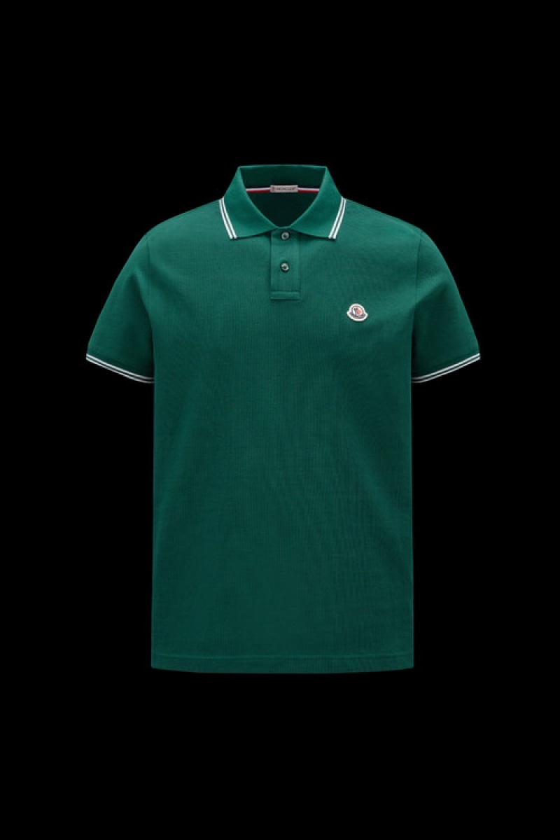 Camisa Polo Moncler Logo Hombre Verdes Oscuro | JQXK-26495