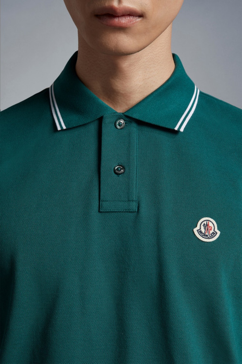 Camisa Polo Moncler Logo Hombre Verdes Oscuro | JQXK-26495