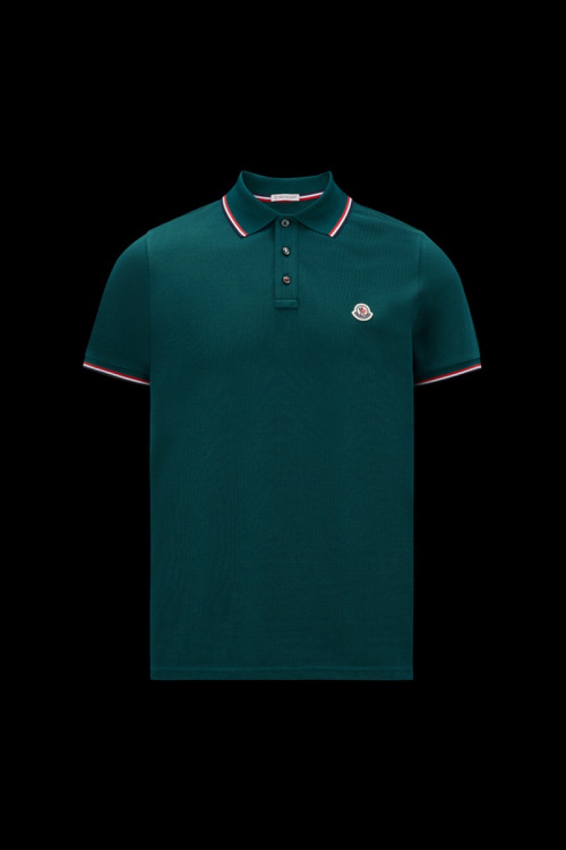 Camisa Polo Moncler Logo Hombre Verdes Oscuro | VCDE-54301