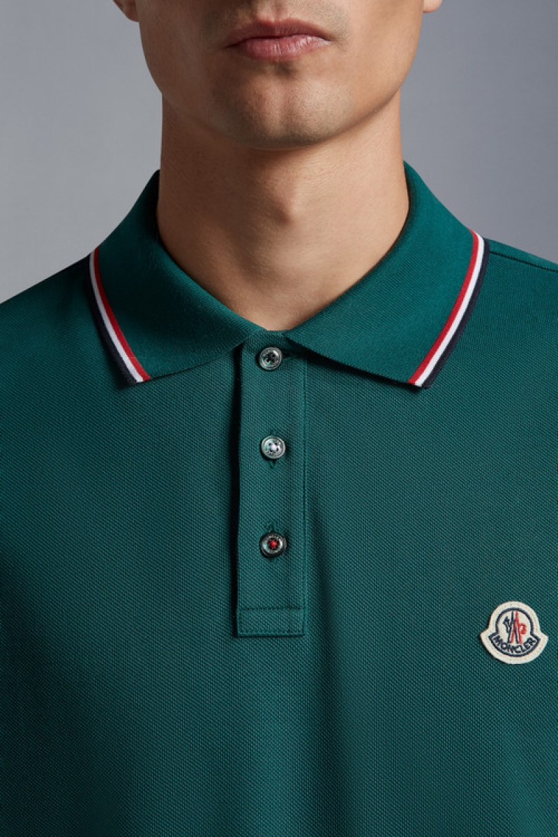 Camisa Polo Moncler Logo Hombre Verdes Oscuro | VCDE-54301