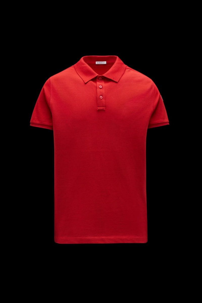 Camisa Polo Moncler Logo Lettering Hombre Rojos | FUHT-96243