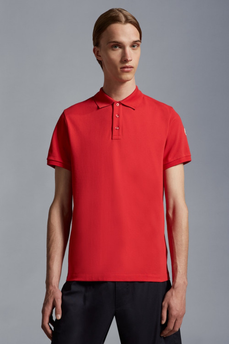 Camisa Polo Moncler Logo Lettering Hombre Rojos | FUHT-96243