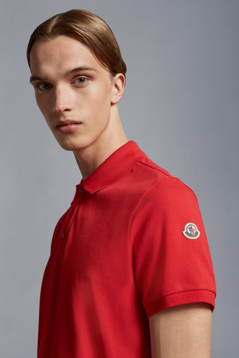 Camisa Polo Moncler Logo Lettering Hombre Rojos | FUHT-96243