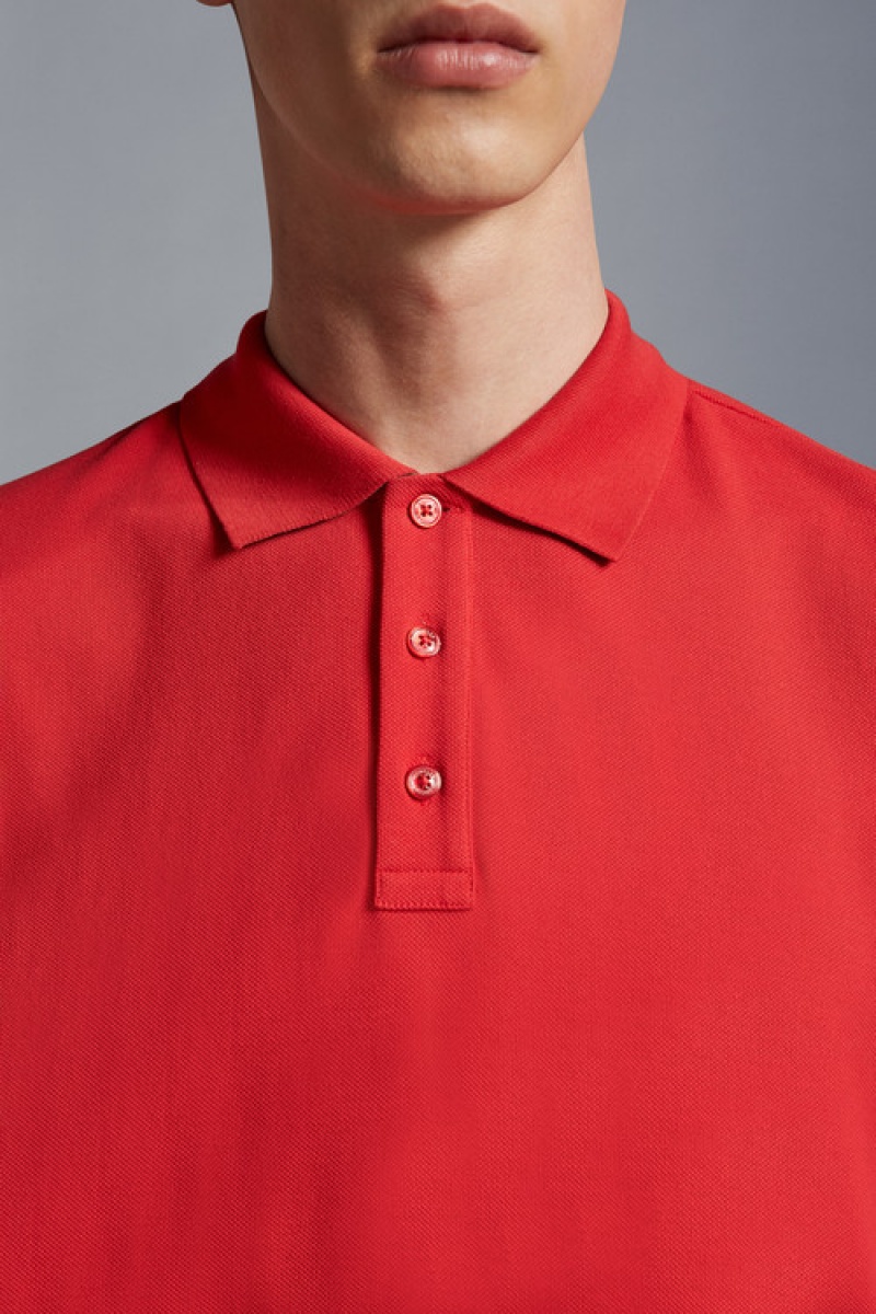 Camisa Polo Moncler Logo Lettering Hombre Rojos | FUHT-96243