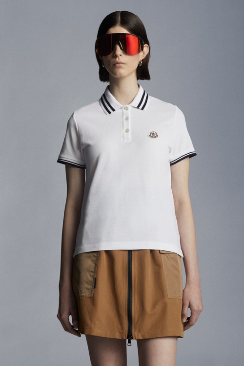 Camisa Polo Moncler Logo Patch Mujer Blancos | VTFS-98370