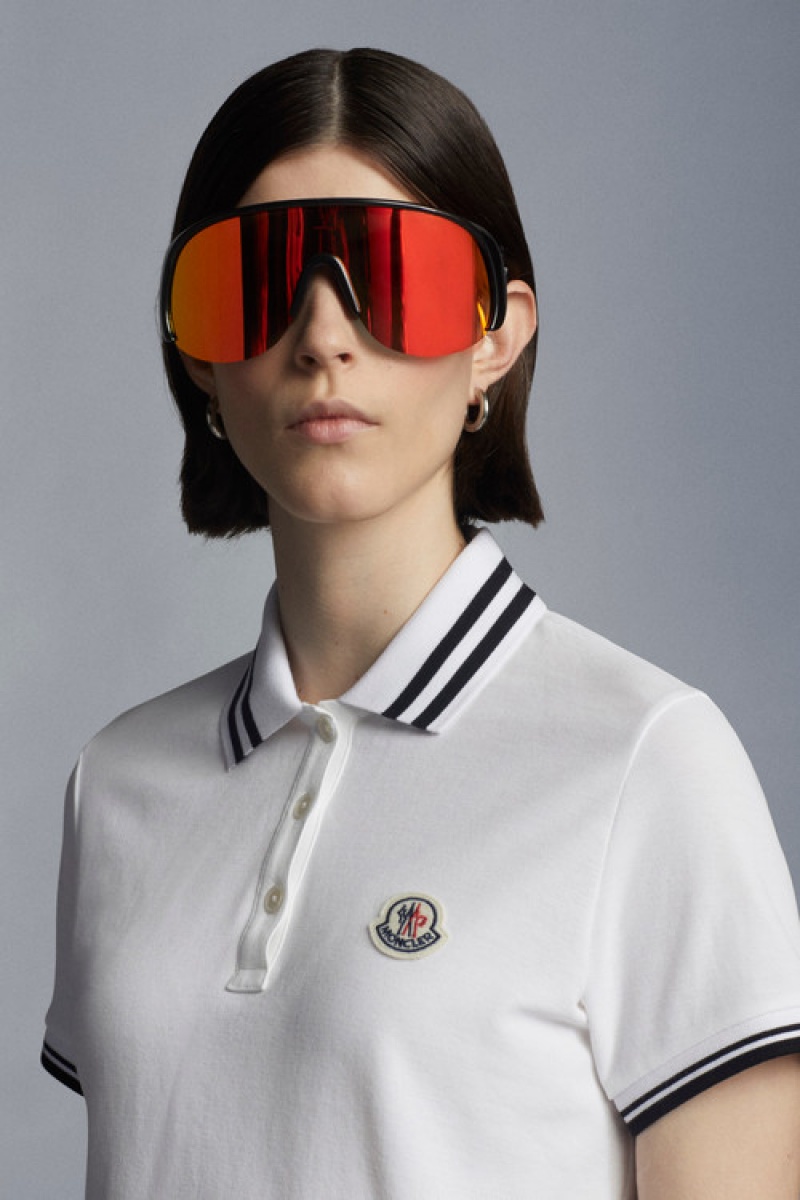 Camisa Polo Moncler Logo Patch Mujer Blancos | VTFS-98370