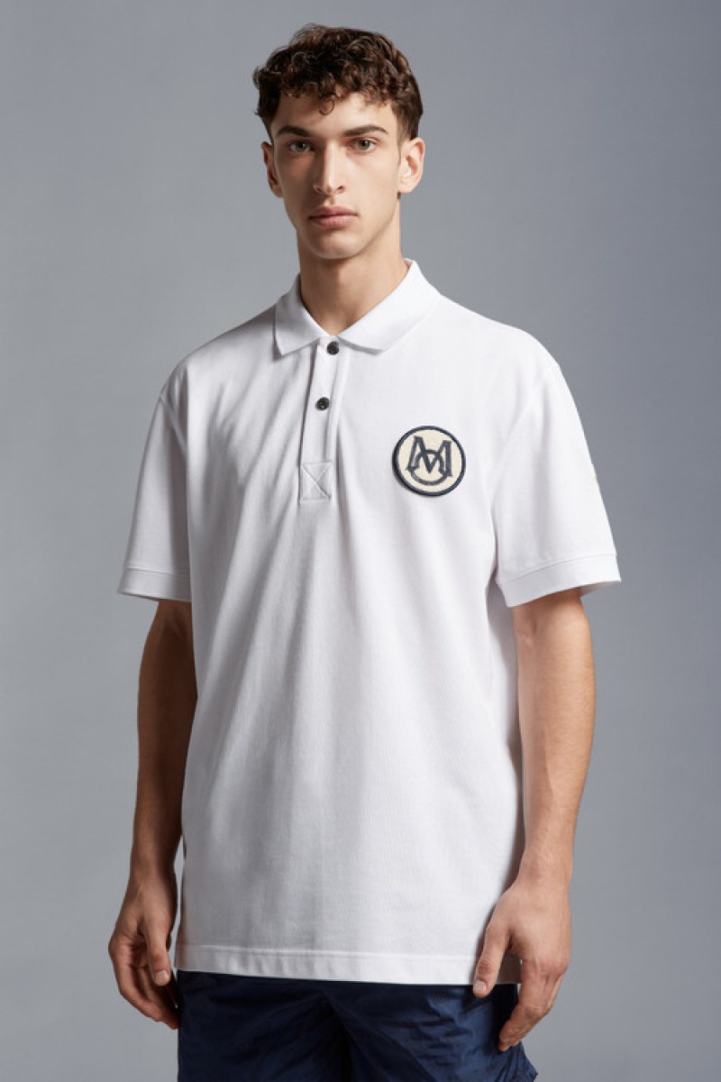 Camisa Polo Moncler Monogram Hombre Blancos | TZXU-67254