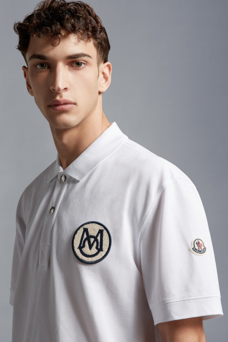 Camisa Polo Moncler Monogram Hombre Blancos | TZXU-67254