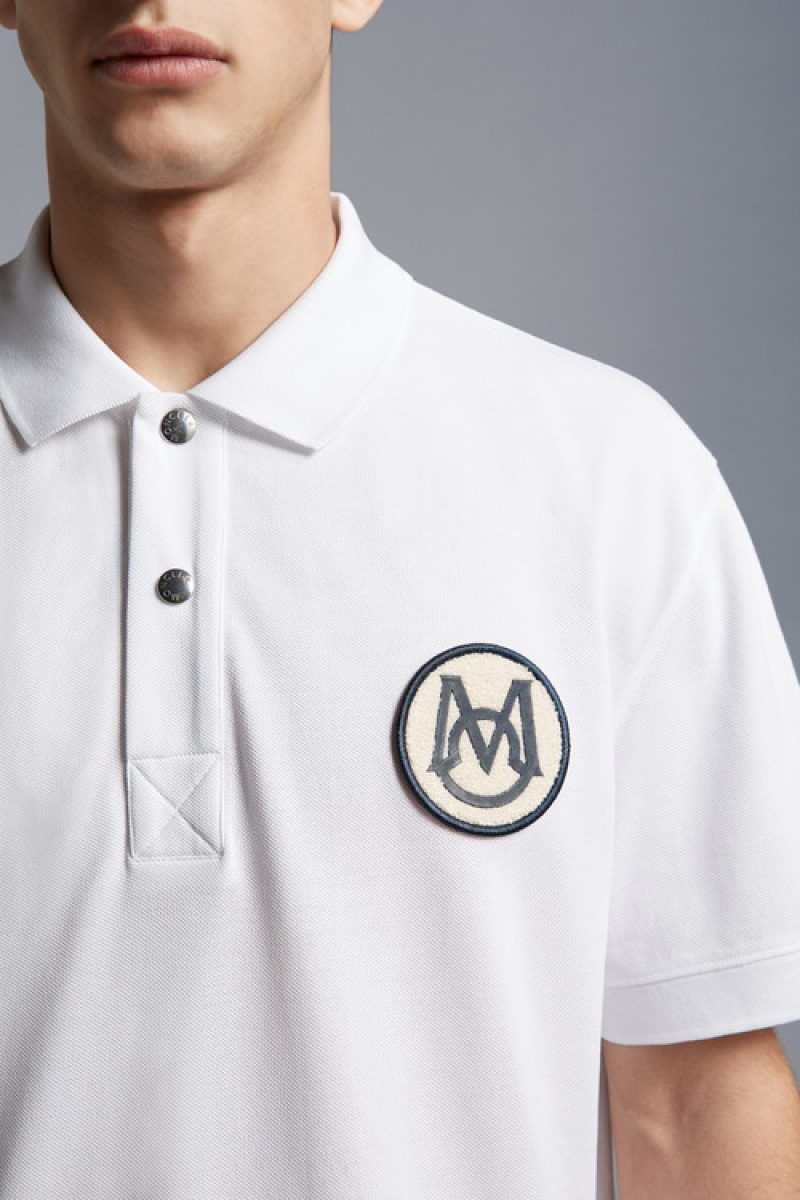 Camisa Polo Moncler Monogram Hombre Blancos | TZXU-67254